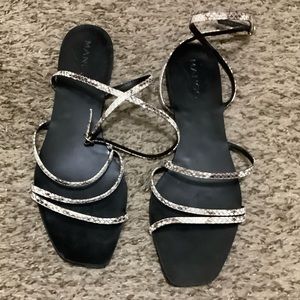 Mango strappy leather animal print sandals 39 light wear